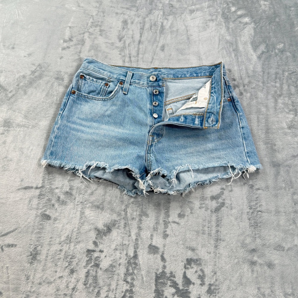 Levis 501 Original Light Wash High Rise Denim Cutoff Shorts Measures 31 Tag 29